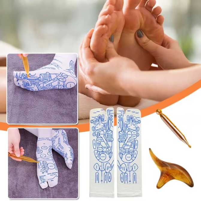 Instant Pain Relief! SoleRevify™ Reflexology Socks with Amber Massage Stick (Doctor-Recommended)