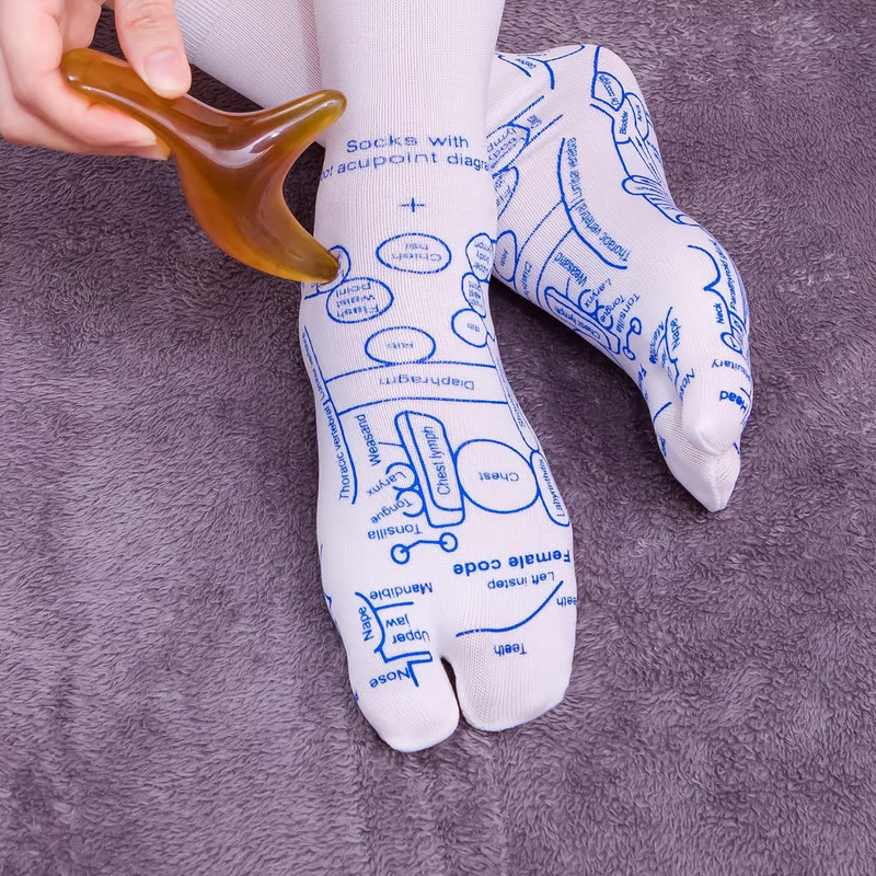 Instant Pain Relief! SoleRevify™ Reflexology Socks with Amber Massage Stick (Doctor-Recommended)