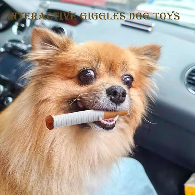 🐶Peapetal™ Squeaky Cigar Dog Toy - Interactive Plush Chew Toy with Treat Hideaway