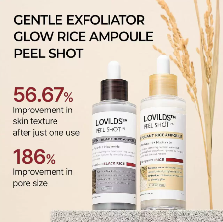 Peel Shot Glow Rice Ampoule Duo - Serums for Brightening, Exfoliating, and Moisturizing