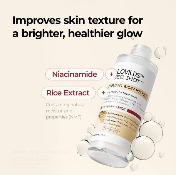 Peel Shot Glow Rice Ampoule Duo - Serums for Brightening, Exfoliating, and Moisturizing